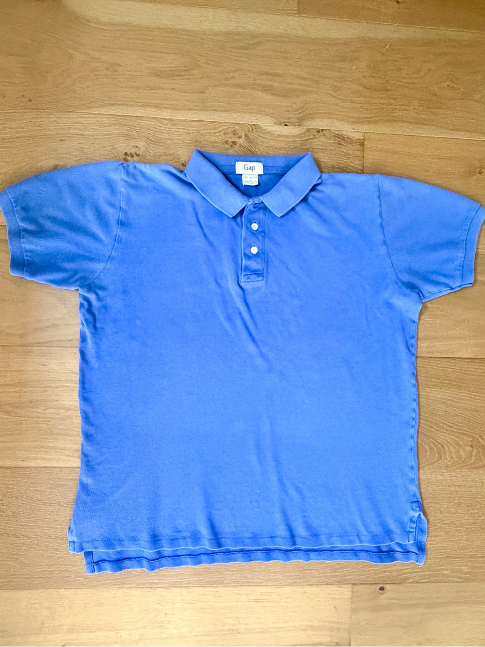 VTG 90s Gap Heavyweight Cotton Pique Polo Shirt Blue Mens L Preppy Knit Collared